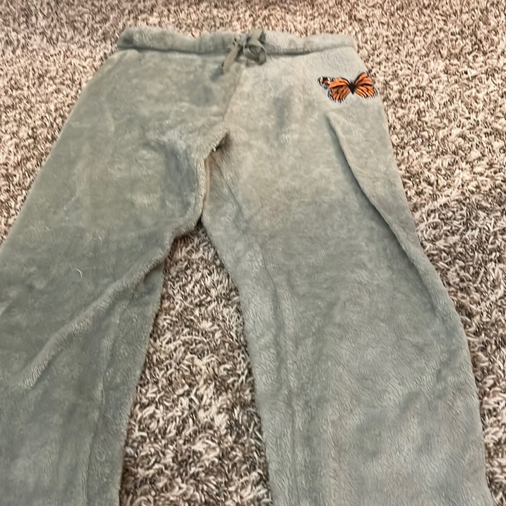 Fuzzy butterfly embroidered sweats